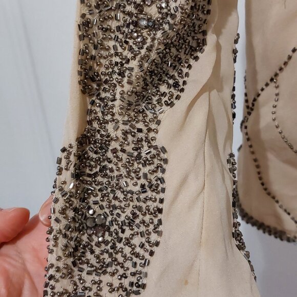 Haule  Hippie blouse/top silk beaded cream and silver sz med silk - Picture 5 of 15